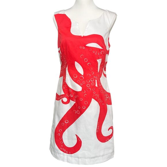 Lilly Pulitzer Rare Taytay Octopus Print Sleeveless Shift Dress Size 8 - Picture 1 of 14